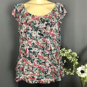 GO INTL Tiered Ruffle Blouse